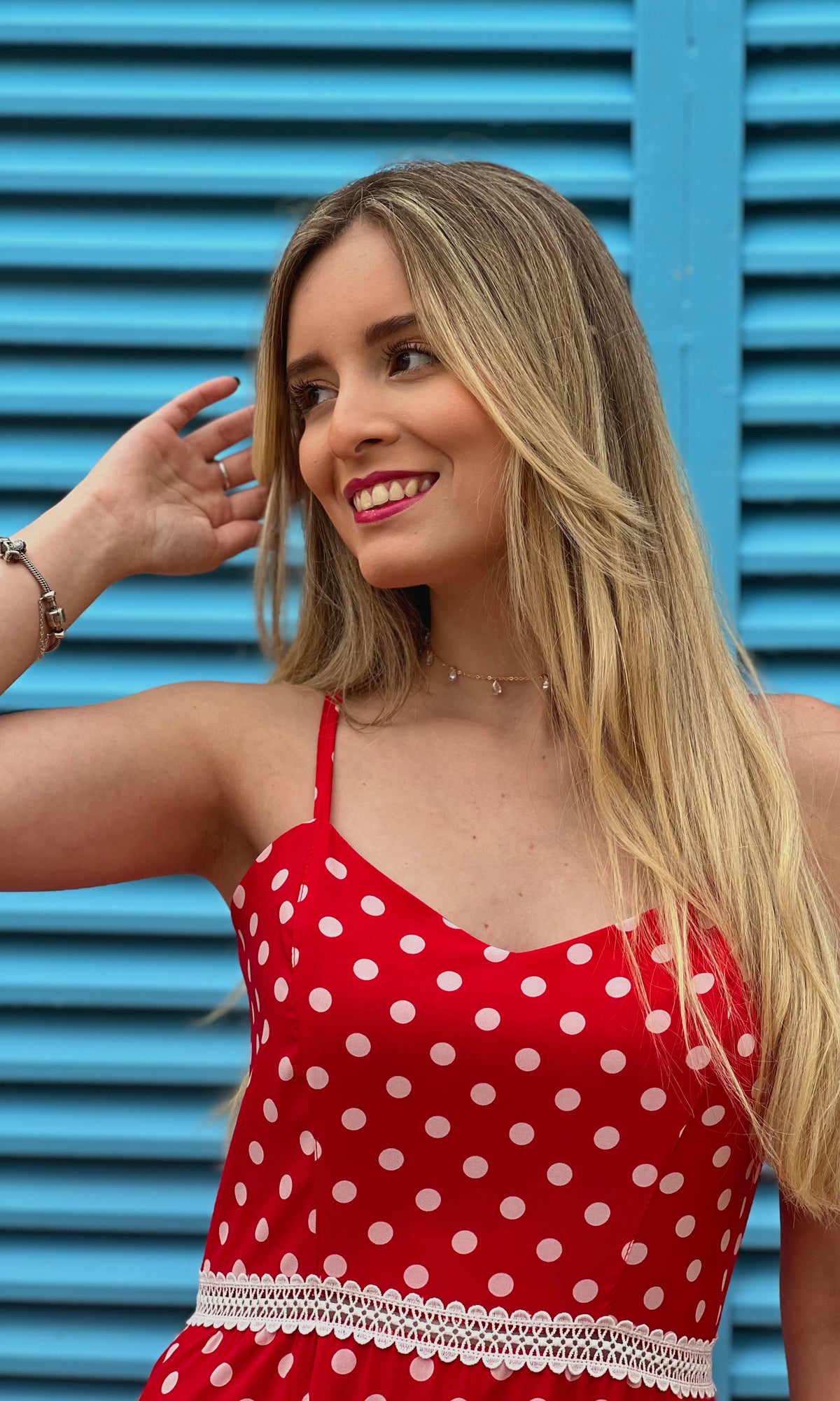 Vestido Midi Janaina - Poá Vermelho