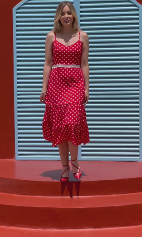 Vestido Midi Janaina - Poá Vermelho